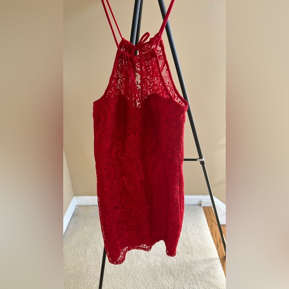 Red Lace Cocktail Dress - Picture 2 of 5